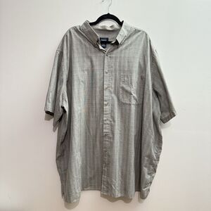 HB Harbor Bay Shirt Mens 3XLT Gray Button Down Plaid Short Sleeve Casual Adult